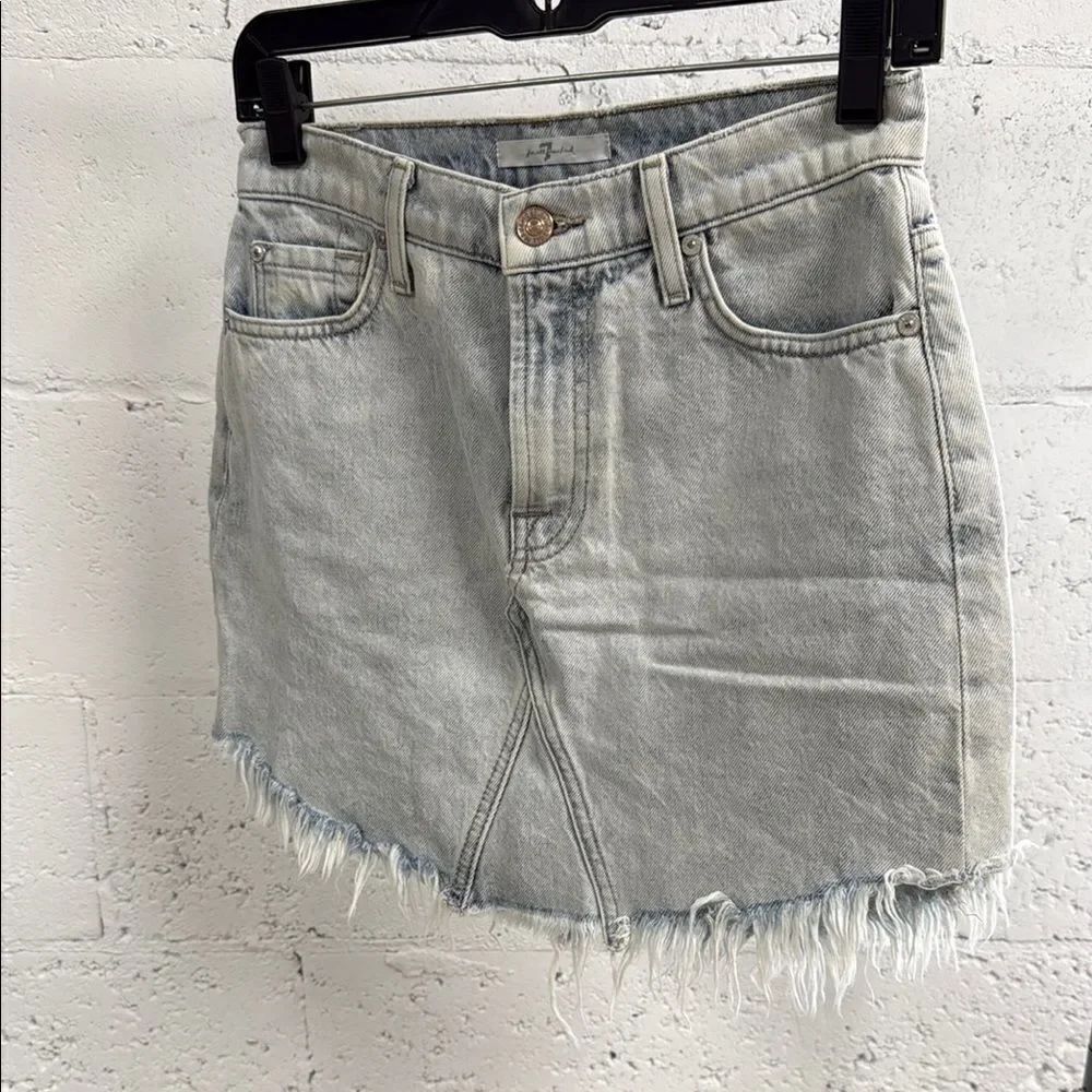 7 for All Mankind Light Denim Wash Mini Skirt - Size 24